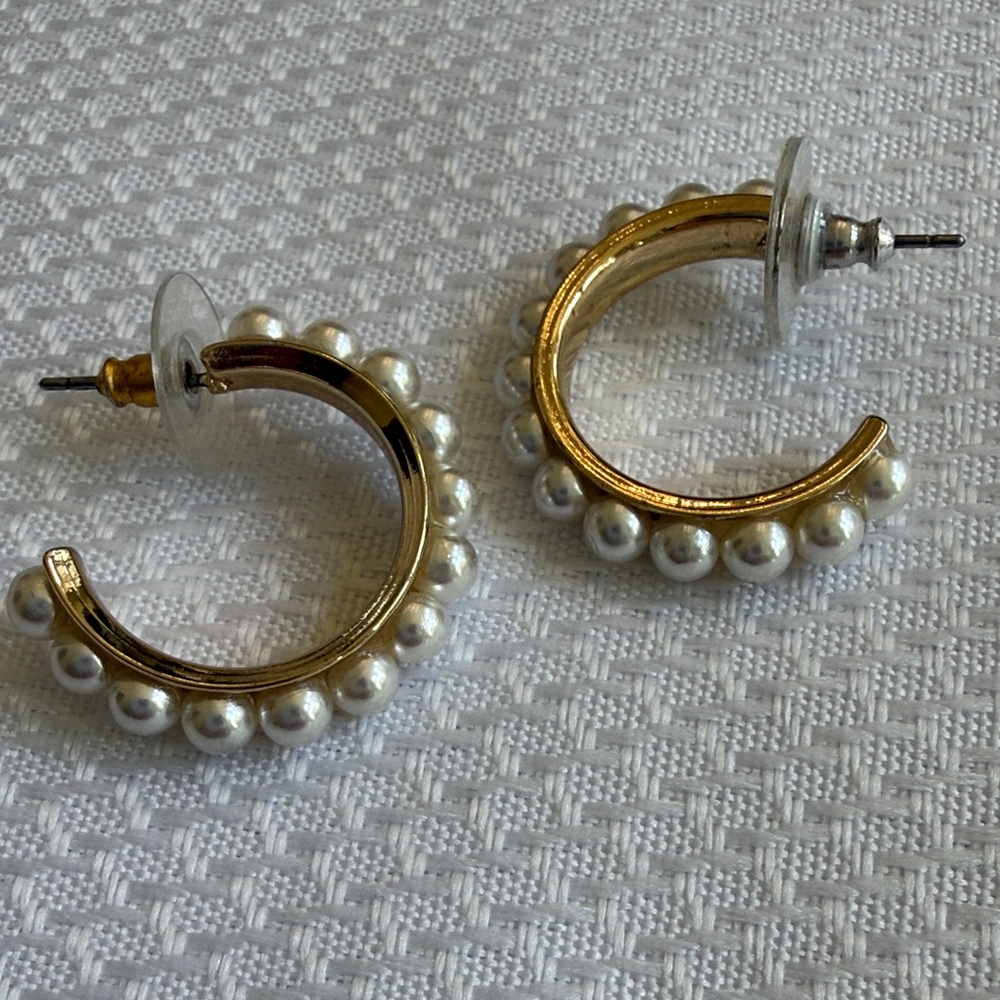 Park Lane Gold and Pearl Accented Earrings